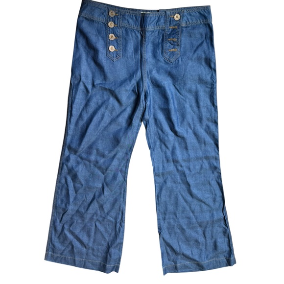 Anthropologie Pants - Anthropologie Elevenses Wide Leg Jeans Pants Trouser Sailor Sz 12